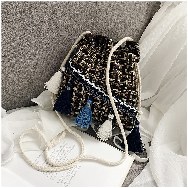 Luxury Handbags Women Bags Small Bag Chinese Style Messenger Shoulder Bag Costume Cloth Purse Tassel Bucket Bag
