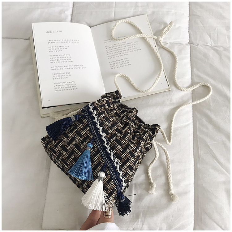 Luxury Handbags Women Bags Small Bag Chinese Style Messenger Shoulder Bag Costume Cloth Purse Tassel Bucket Bag