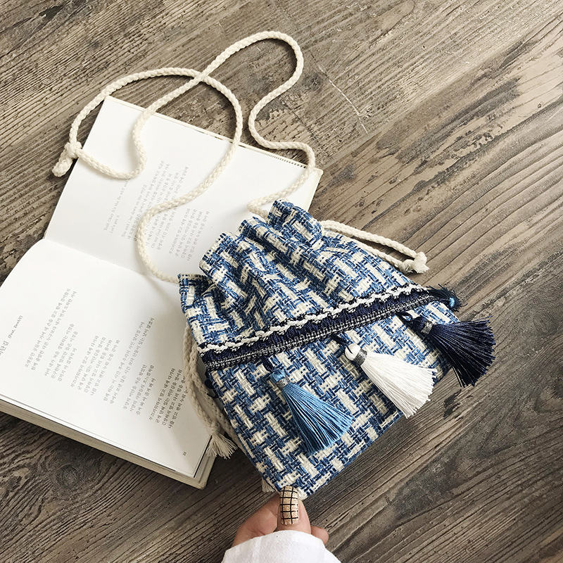 Luxury Handbags Women Bags Small Bag Chinese Style Messenger Shoulder Bag Costume Cloth Purse Tassel Bucket Bag