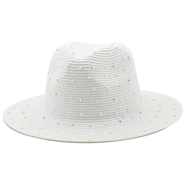 Bucket hat Women's summer beach Caps women Straw hat hats sun protection visor fedoras women's Fashion Rhinestone 2022 wedding