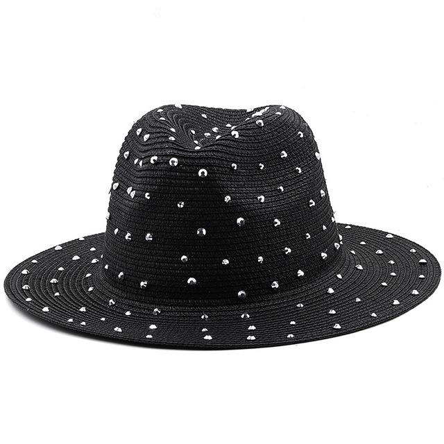 Bucket hat Women's summer beach Caps women Straw hat hats sun protection visor fedoras women's Fashion Rhinestone 2022 wedding