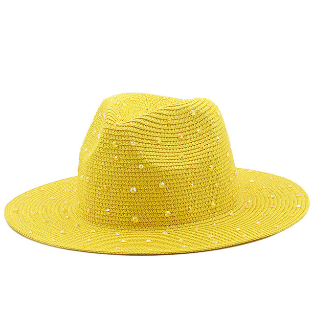 Bucket hat Women's summer beach Caps women Straw hat hats sun protection visor fedoras women's Fashion Rhinestone 2022 wedding