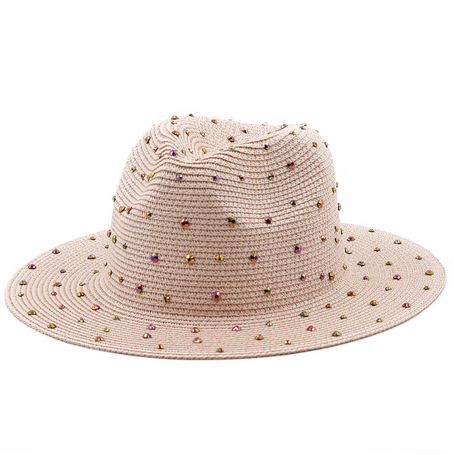 Bucket hat Women's summer beach Caps women Straw hat hats sun protection visor fedoras women's Fashion Rhinestone 2022 wedding