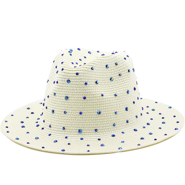 Bucket hat Women's summer beach Caps women Straw hat hats sun protection visor fedoras women's Fashion Rhinestone 2022 wedding