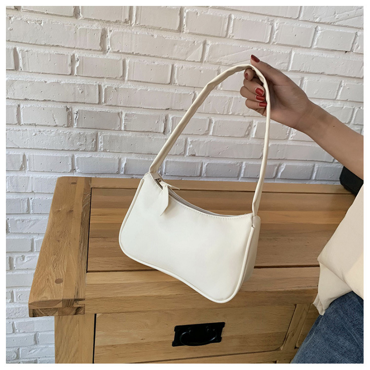 Soft PU Leather Women Purple Underarm Bag Retro Solid Color Ladies Baguette Handbags Fashion Design Girls Small Shoulder Bags