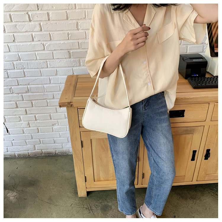Soft PU Leather Women Purple Underarm Bag Retro Solid Color Ladies Baguette Handbags Fashion Design Girls Small Shoulder Bags