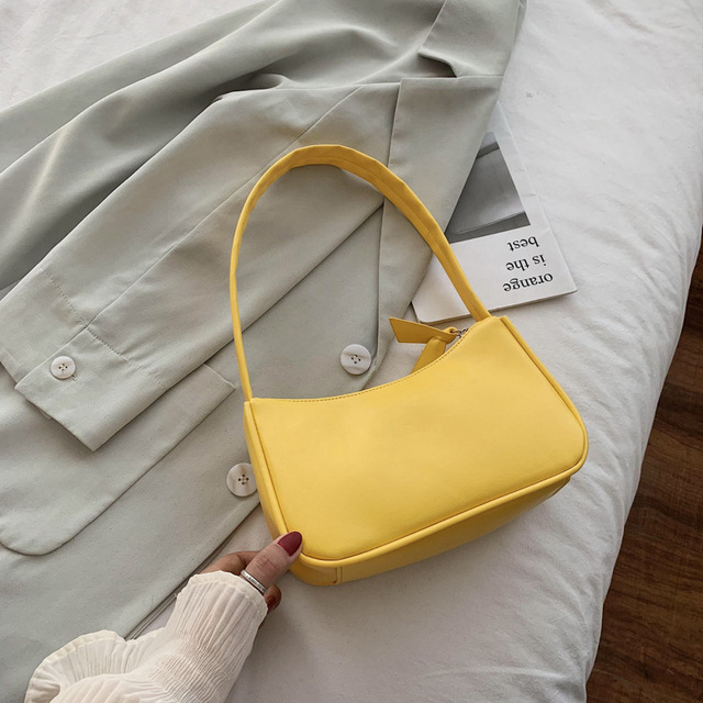 Soft PU Leather Women Purple Underarm Bag Retro Solid Color Ladies Baguette Handbags Fashion Design Girls Small Shoulder Bags