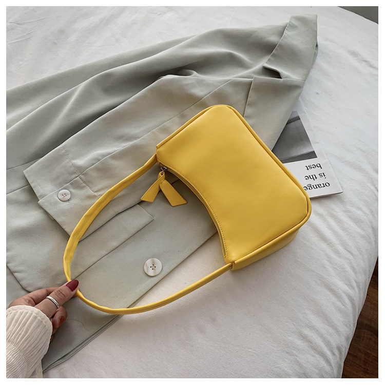 Soft PU Leather Women Purple Underarm Bag Retro Solid Color Ladies Baguette Handbags Fashion Design Girls Small Shoulder Bags