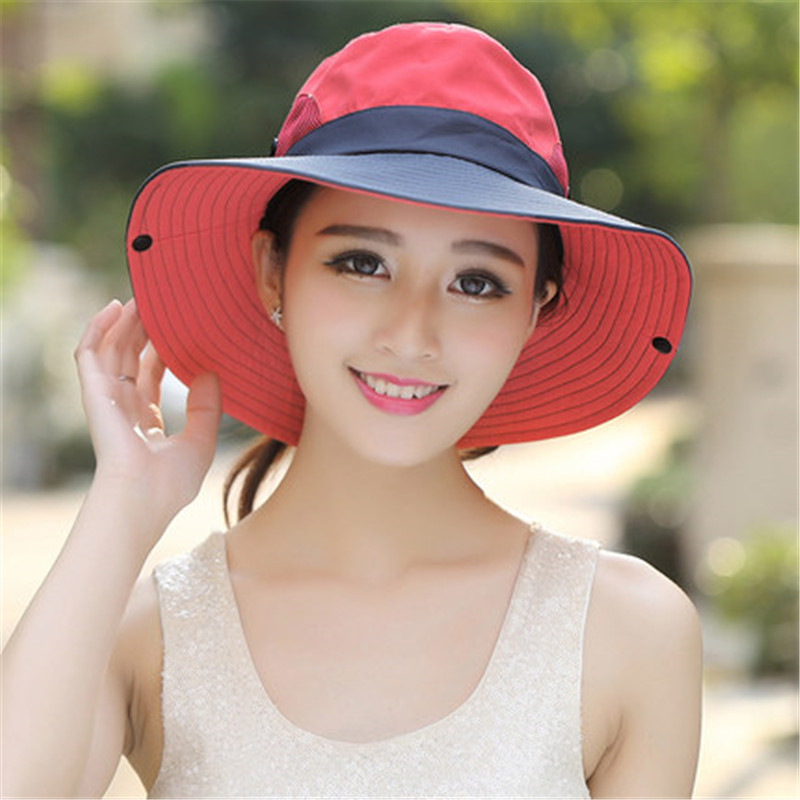 Summer Ponytail Hat for Women UV UPF Wide Brim Breathable Sun Hat Outdoor Hiking Fishing Bucket Waterproof Boonie Hat