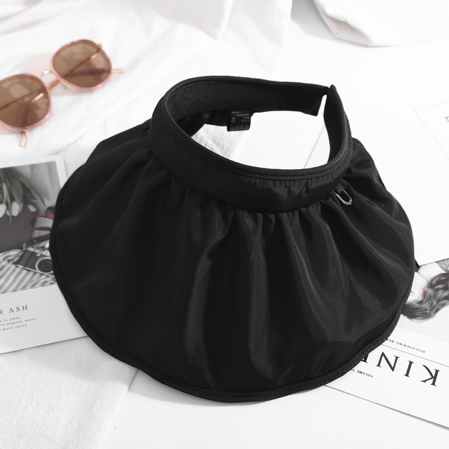 Portable Foldable Wide Large Brim Sun Hat Beach Hats For Women Empty Top Visors Cap Hair Accessories Dual-Use Headband Gorras