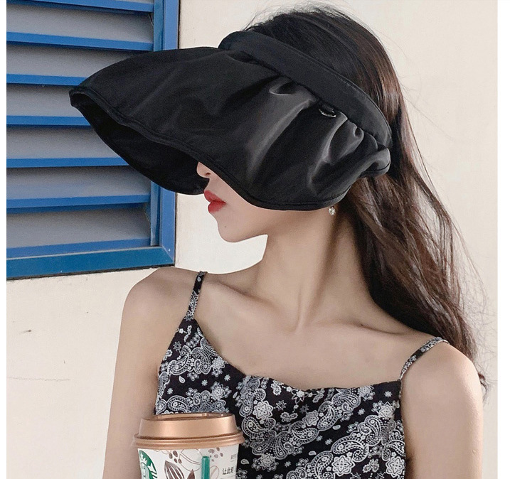 Portable Foldable Wide Large Brim Sun Hat Beach Hats For Women Empty Top Visors Cap Hair Accessories Dual-Use Headband Gorras