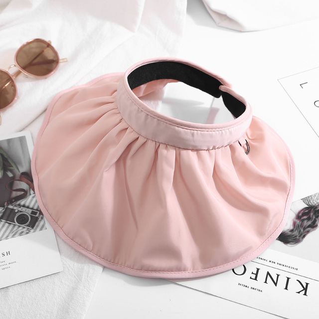Portable Foldable Wide Large Brim Sun Hat Beach Hats For Women Empty Top Visors Cap Hair Accessories Dual-Use Headband Gorras