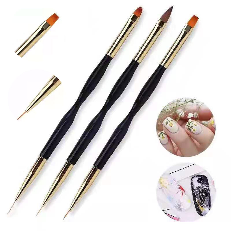 3Pc/set Double End Nail Line Brush Painting Drawing Pen Ultra-thin 3D Tips DIY UV Gel Flowers Design Nail Art  Salon Manicure Tools
