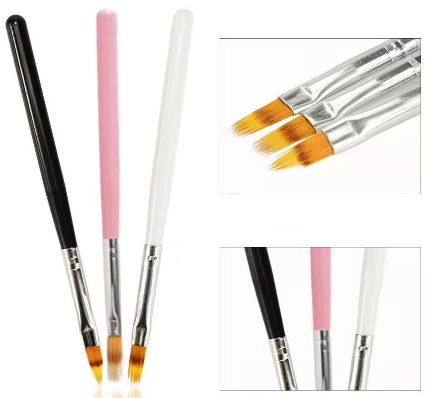 3pcs Nail Brush Pen UV Gel Gradient Bloom Nail Art Painting Wood Handle Nylon Hair Draw Manicure Nail Tool