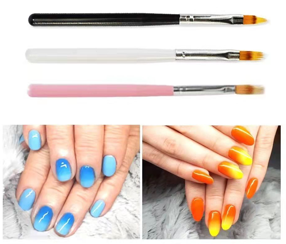 3pcs Nail Brush Pen UV Gel Gradient Bloom Nail Art Painting Wood Handle Nylon Hair Draw Manicure Nail Tool
