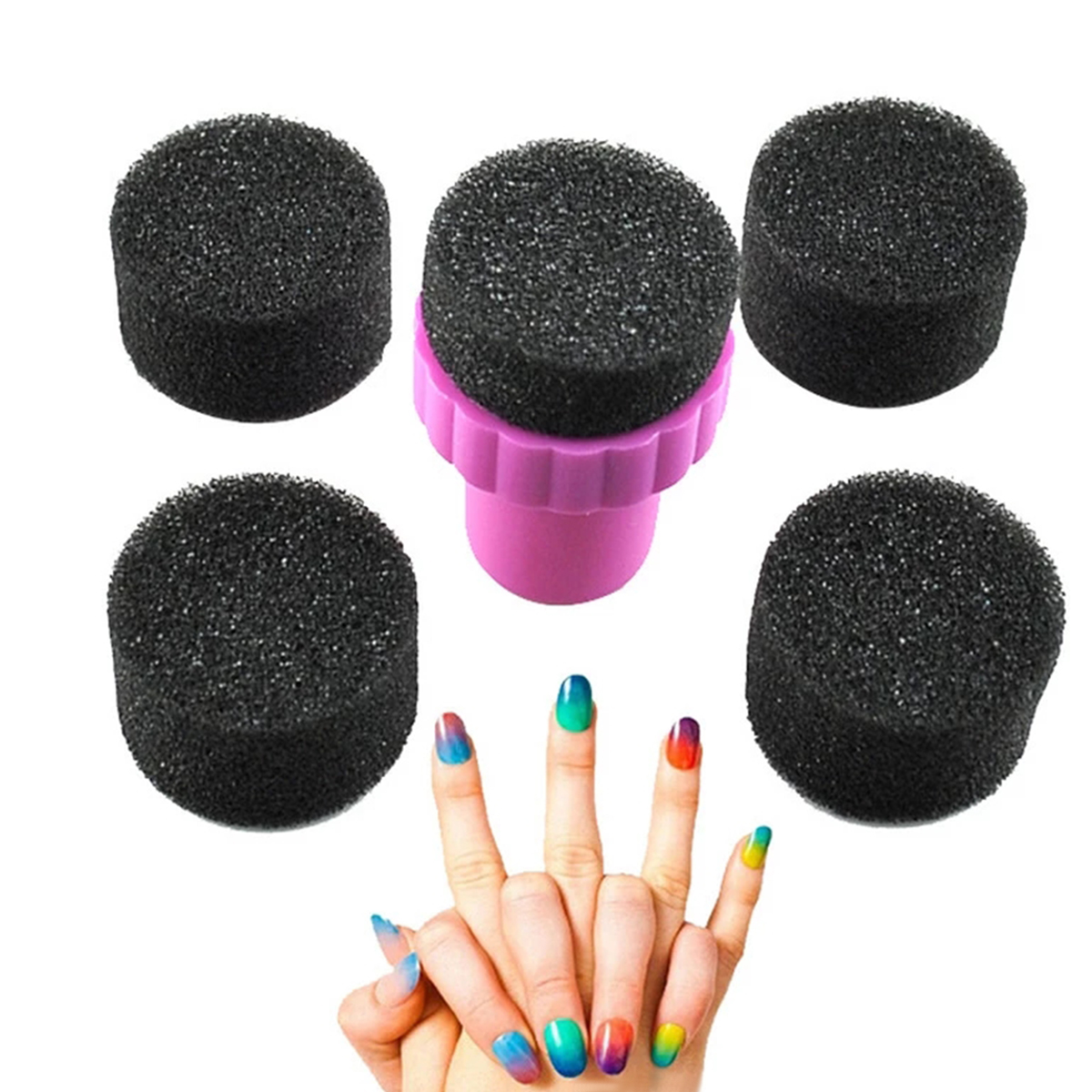 2 Set Nail Art Decoration Sponge Gradual Change Stamp Polish Stamping Manicure Makeup Tool Tool Nail Transfer Beauty Manicure