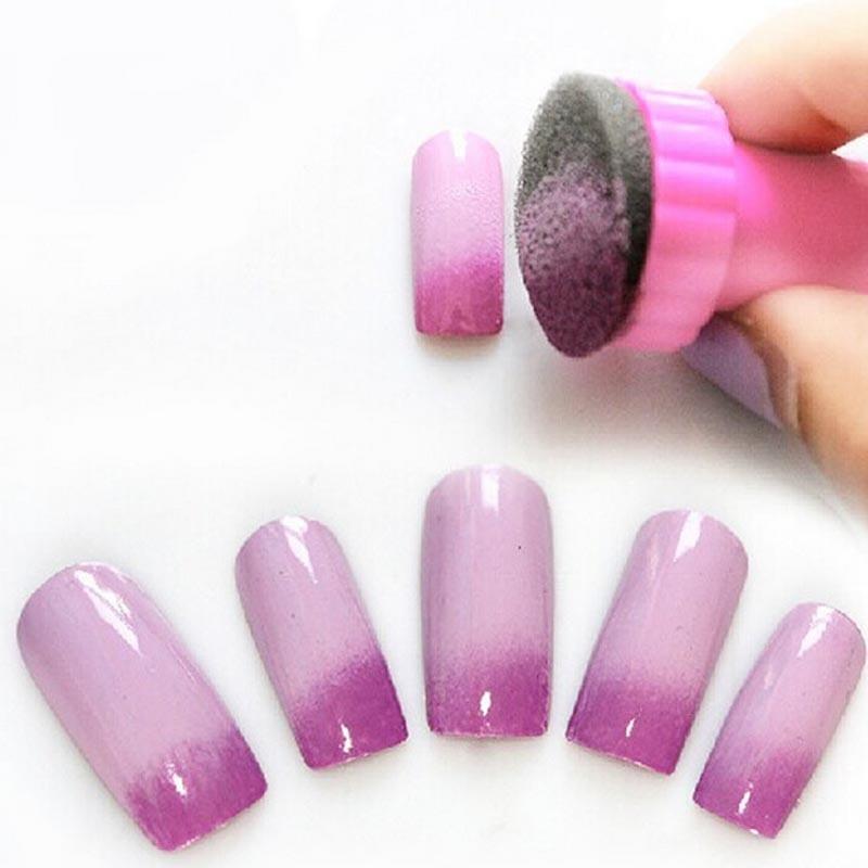 2 Set Nail Art Decoration Sponge Gradual Change Stamp Polish Stamping Manicure Makeup Tool Tool Nail Transfer Beauty Manicure