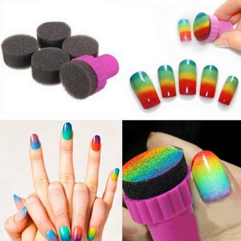 2 Set Nail Art Decoration Sponge Gradual Change Stamp Polish Stamping Manicure Makeup Tool Tool Nail Transfer Beauty Manicure