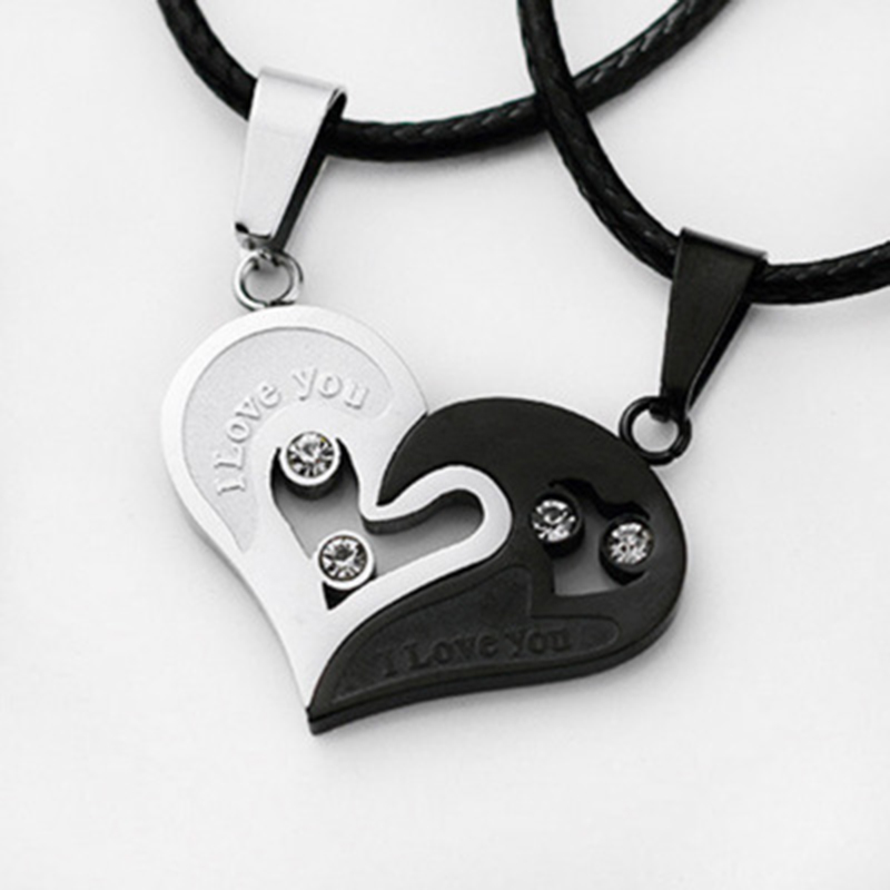1 Pair Fashion Couple Necklace Jewelry Unisex Lovers Couples I Love You Pendant Necklace Jewelry Best Friends Valentine's Gift