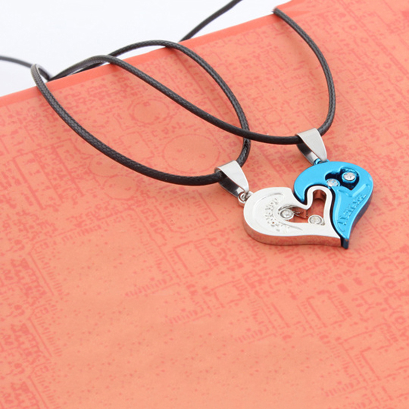 1 Pair Fashion Couple Necklace Jewelry Unisex Lovers Couples I Love You Pendant Necklace Jewelry Best Friends Valentine's Gift