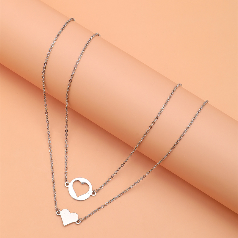 Charm Moon Sun Couple Necklace Stainless Steel Hollow Butterfly Heart Pendant Link Chain Necklace For Women Men Family Jewelry