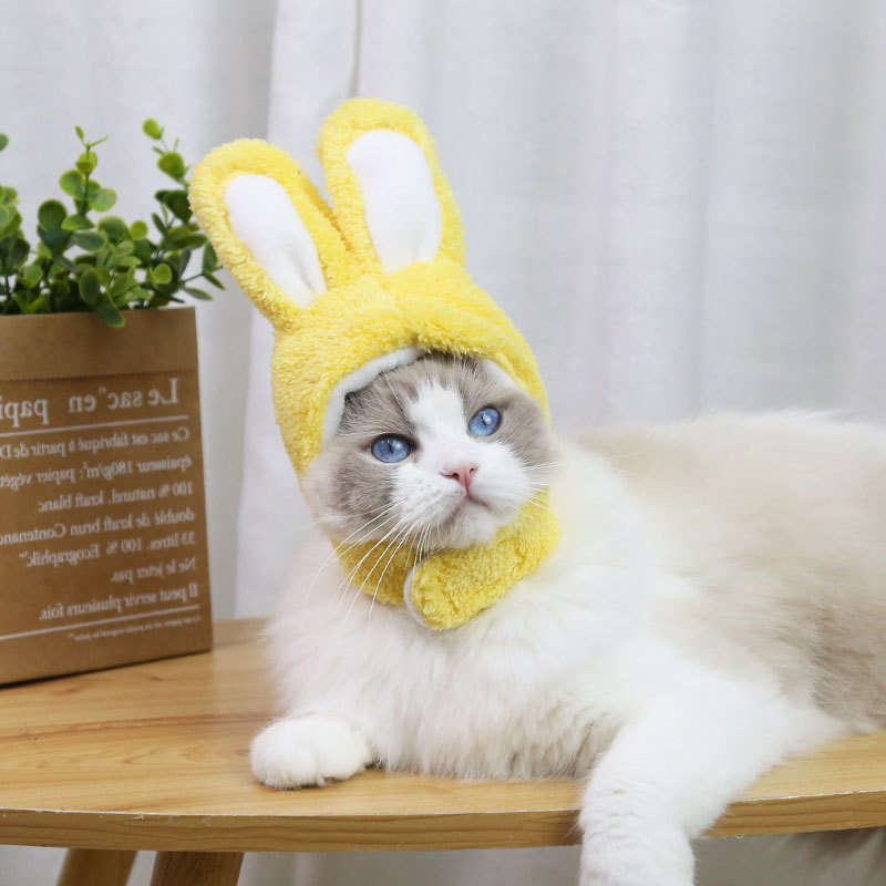 2PC Funny Easter Cute Plush Costume Cat Deformation Hat Rabbit Headwear Pet Accessories for Cats and Small Dogs Hat Pet Products