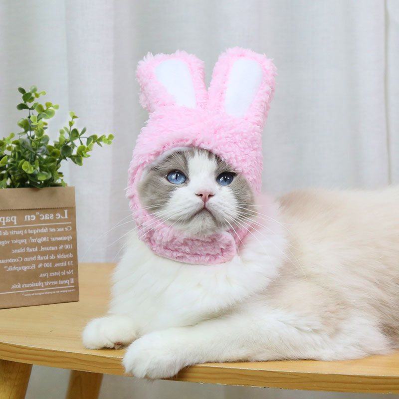 2PC Funny Easter Cute Plush Costume Cat Deformation Hat Rabbit Headwear Pet Accessories for Cats and Small Dogs Hat Pet Products