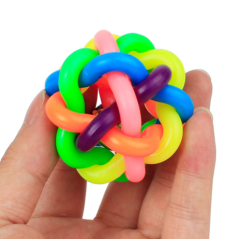3pcs Pet Dog Puppy Cat Colorful Training Chew Ball Pet Products Bell Squeaky Sound Play Toy Dog Ball Bite Play Ball Dog Accessories