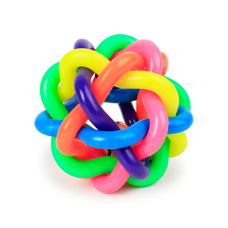 3pcs Pet Dog Puppy Cat Colorful Training Chew Ball Pet Products Bell Squeaky Sound Play Toy Dog Ball Bite Play Ball Dog Accessories