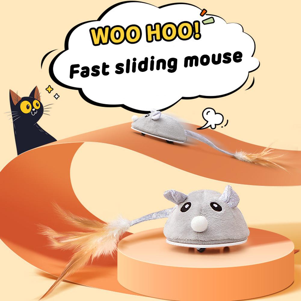 Electronic Mouse Cat Toy Usb Charging Teasing Feather Tail Kitten Games Interactive Toys Interesting Novelty Cat Accessories Pet