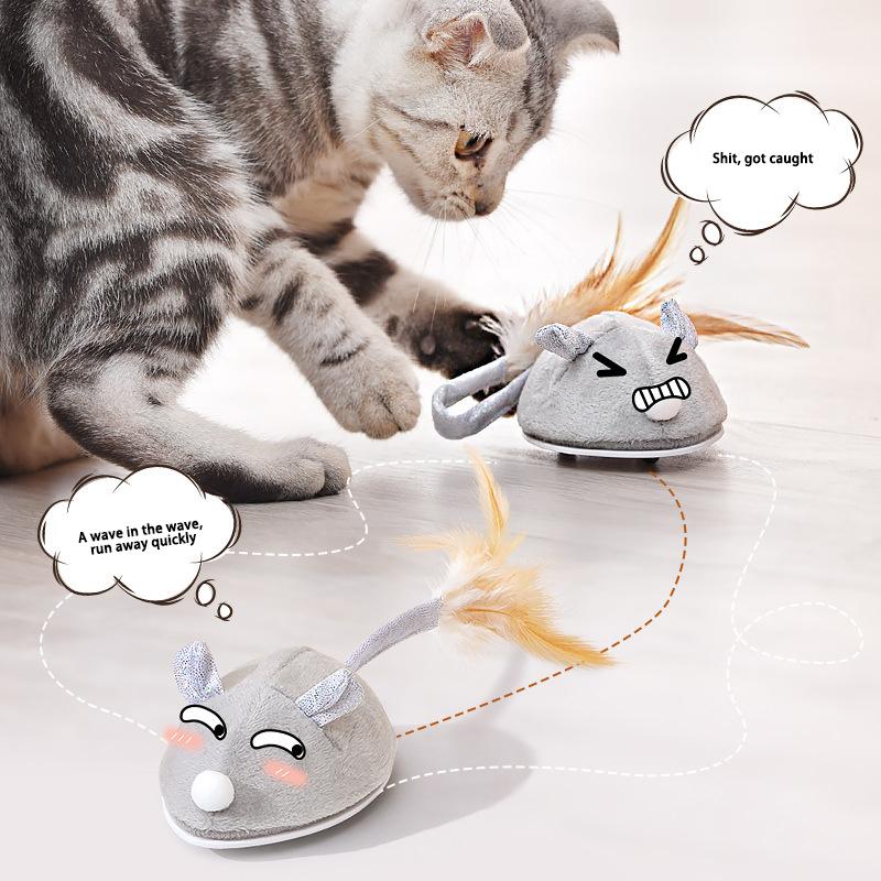 Electronic Mouse Cat Toy Usb Charging Teasing Feather Tail Kitten Games Interactive Toys Interesting Novelty Cat Accessories Pet
