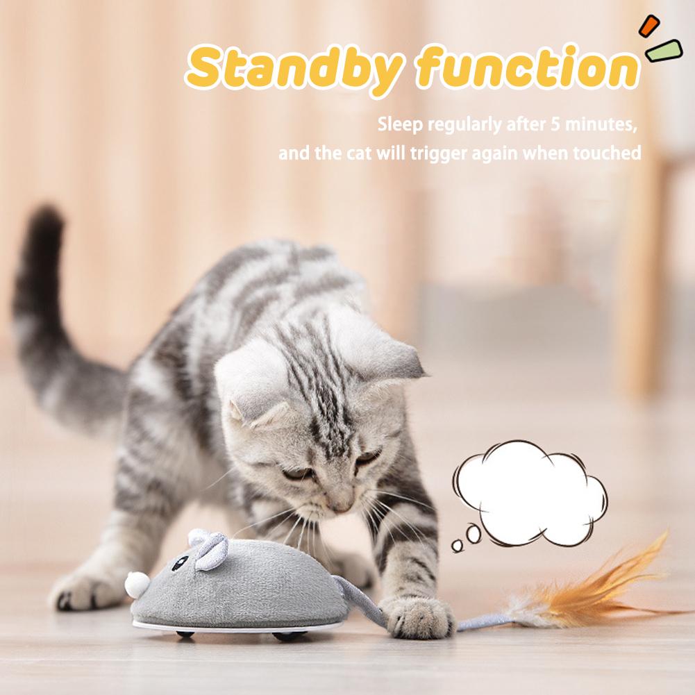 Electronic Mouse Cat Toy Usb Charging Teasing Feather Tail Kitten Games Interactive Toys Interesting Novelty Cat Accessories Pet