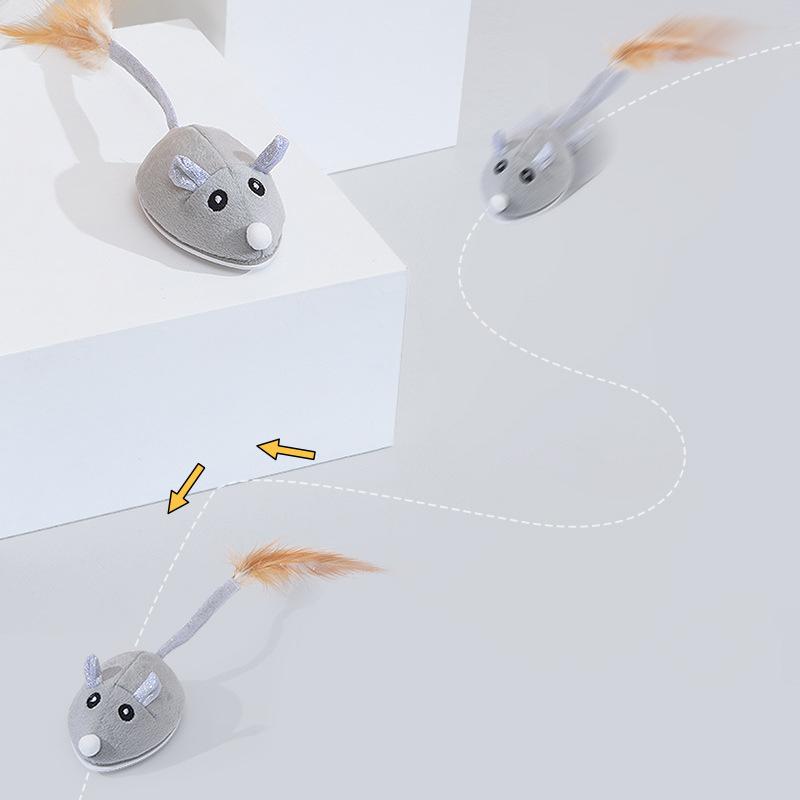 Electronic Mouse Cat Toy Usb Charging Teasing Feather Tail Kitten Games Interactive Toys Interesting Novelty Cat Accessories Pet