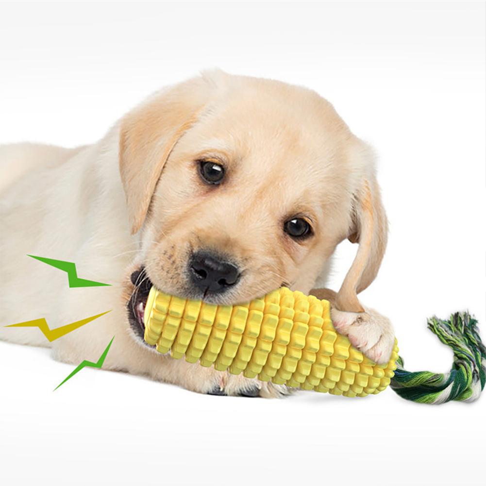Corn Toothbrush Chewing Dog Toys Puppy Squeaker Rubber Toothpick Dental Care Cleaning Interactive Games Accessories Pet Products