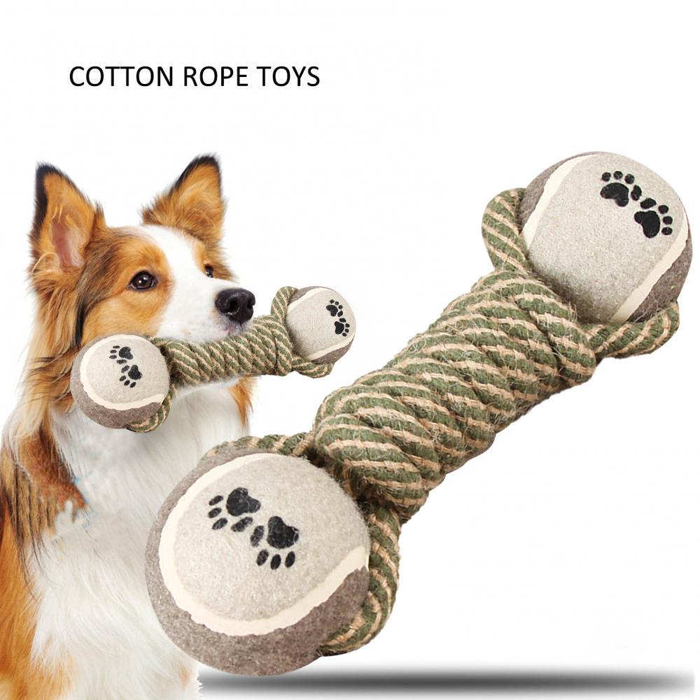 Cotton Dumbbell Rope Teeth Bite-Resistant Ball Dog Toys for Dogs Chew Play Gadgets Accessories Supplies Pet Products Home Garden