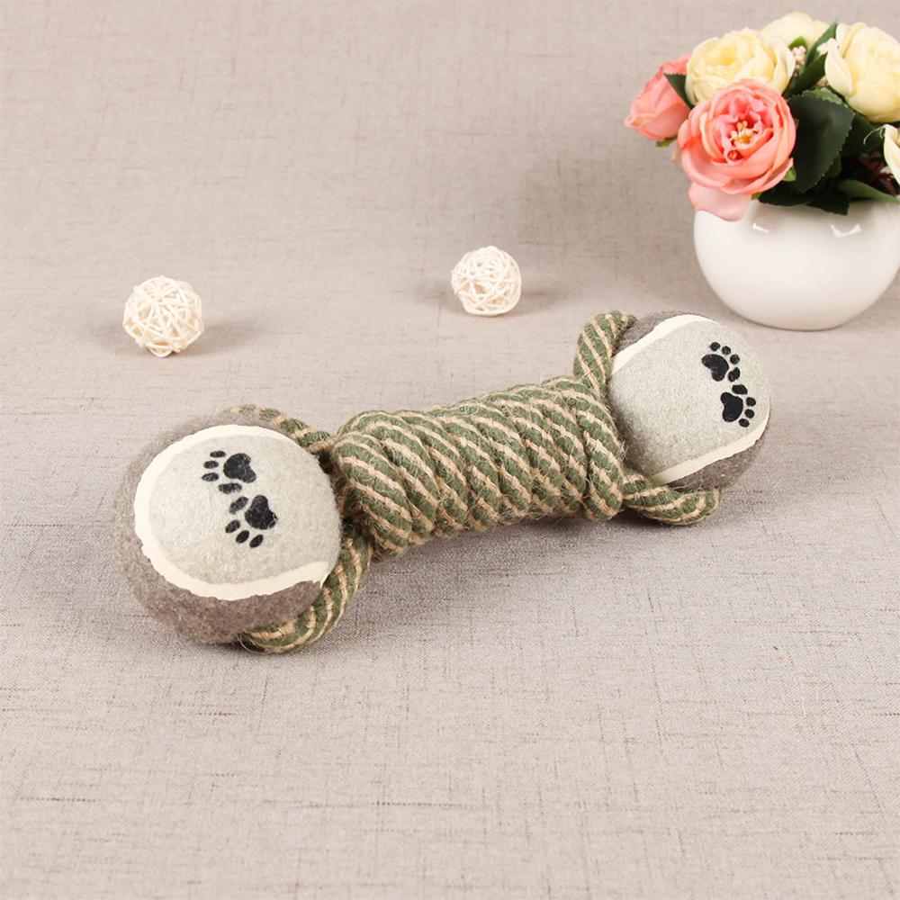 Cotton Dumbbell Rope Teeth Bite-Resistant Ball Dog Toys for Dogs Chew Play Gadgets Accessories Supplies Pet Products Home Garden