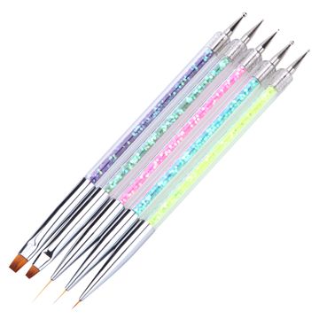 5Pcs/Set Dual End Nail Art Dotting Pen Acrylic Drawing Liner Flower ...