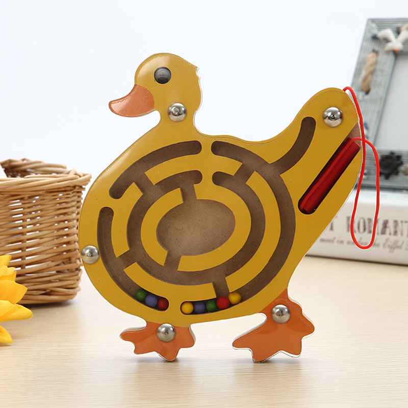 Montessori Wooden Magnetic Maze Toy Cute Animal Monkey Wooden Toy Brain Teaser Track Jigsaw Puzzle Kids Early Educational Toys