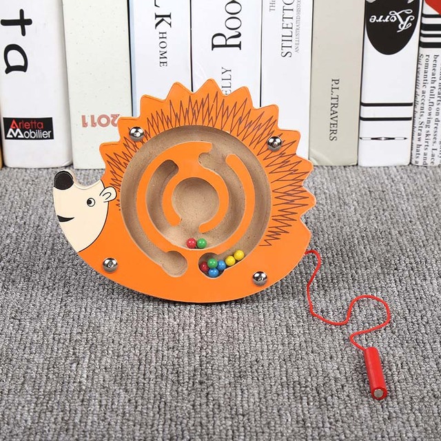 Montessori Wooden Magnetic Maze Toy Cute Animal Monkey Wooden Toy Brain Teaser Track Jigsaw Puzzle Kids Early Educational Toys