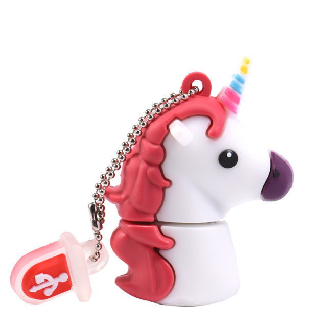Cartoon Flash Drive 64GB Animal Unicorn Pen Drives 32GB Purple Memory Stick 16GB Red U Disk Gift  Keychain USB 2.0