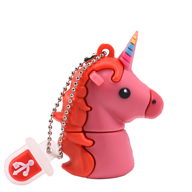 Cartoon Flash Drive 64GB Animal Unicorn Pen Drives 32GB Purple Memory Stick 16GB Red U Disk Gift  Keychain USB 2.0