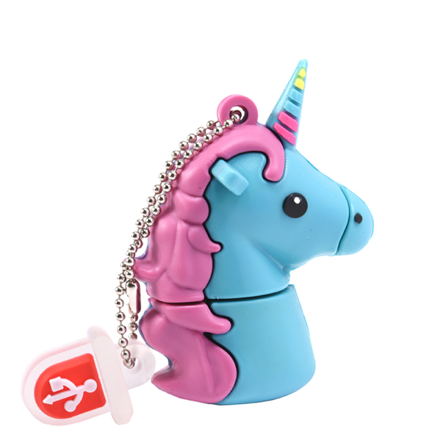 Cartoon Flash Drive 64GB Animal Unicorn Pen Drives 32GB Purple Memory Stick 16GB Red U Disk Gift  Keychain USB 2.0