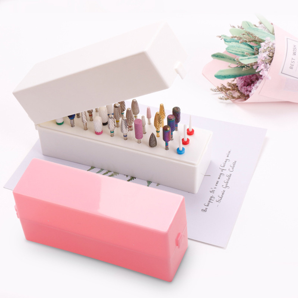 30 Holes Nail Art Drill Storage Box Grinding Polish Head Bit Holder Display Nail Drill Bits Organizer Nail Stand Manicure