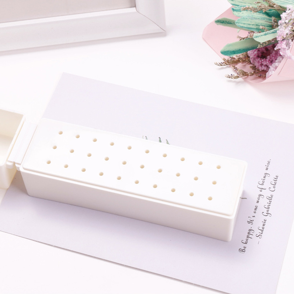 30 Holes Nail Art Drill Storage Box Grinding Polish Head Bit Holder Display Nail Drill Bits Organizer Nail Stand Manicure