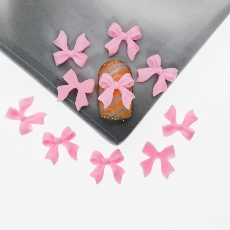 50pcs Bow Resin Nail Art Decoration Black White 3D Long Ribbon Bowknot Ornament Nail Charm Jewelry Design Kawaii DIY Accessories