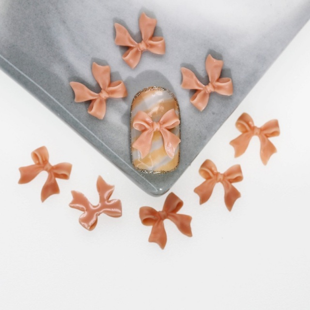 50pcs Bow Resin Nail Art Decoration Black White 3D Long Ribbon Bowknot Ornament Nail Charm Jewelry Design Kawaii DIY Accessories