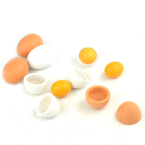 Pudcoco New 6PCS/Packet Baby Kids Pretend Play Preschool Educational Toy Wooden Eggs Yolk Kitchen Cooking Baby Kids Toy Gifts