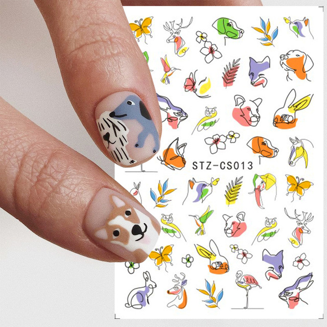 3pcs Abstract Lady Face Nail Decals Water Black Leaf Sliders Paper Nail Art Decor Gel Polish Sticker Manicure Foils