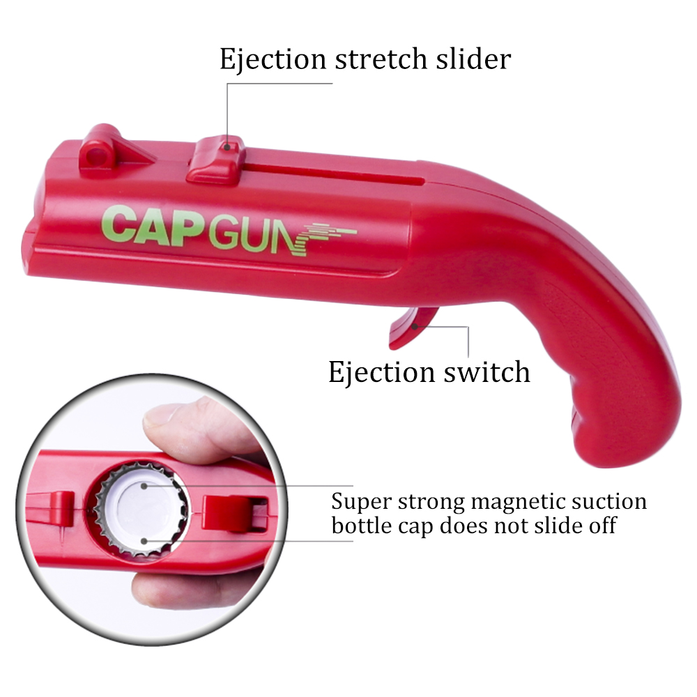2pcs Creative Can Opener Spring Cap Catapult Launcher Gun Shape Bar Tool Drink Opening Shooter Beer Bottle Opener Kitchen Gadget Set