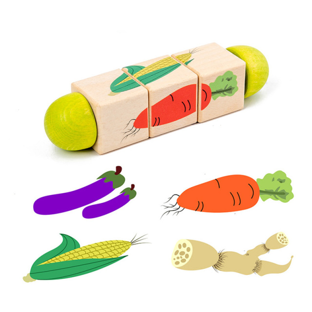 Kids Rotating 3D Jigsaw Puzzle Game Animal Cognitive Wooden Toys for Children 0-3 Years Baby Early Educational Puzzles Toy